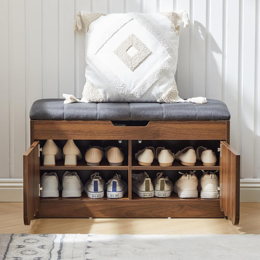 ORRD Shoe Storage Bench with Cushion, Entryway Shoe Cabinet Bench with 2 Scal...