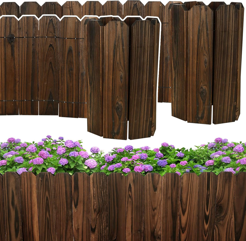 Mulctun Wood Garden Edging - 11.8" H X 47" L Sturdy Wooden Landscap...