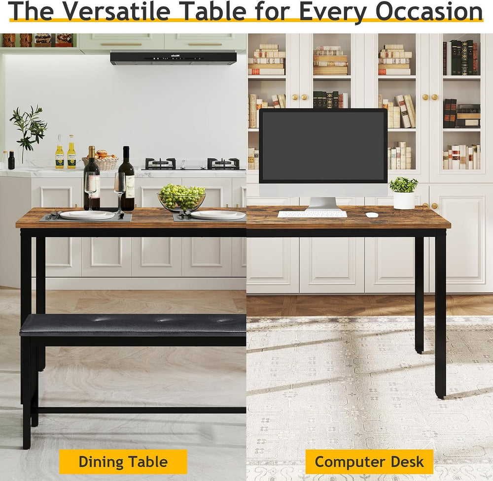 Rovibek Dining Room Table Bench Set for 4, Modern Space Saving Kitchen Table ...