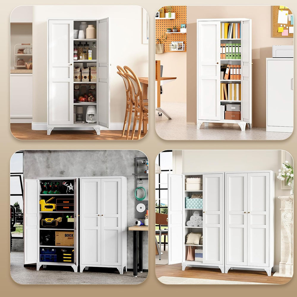Yizosh Metal Storage Cabinet with 2 Doors and Adjustable Shelves - 61" W...
