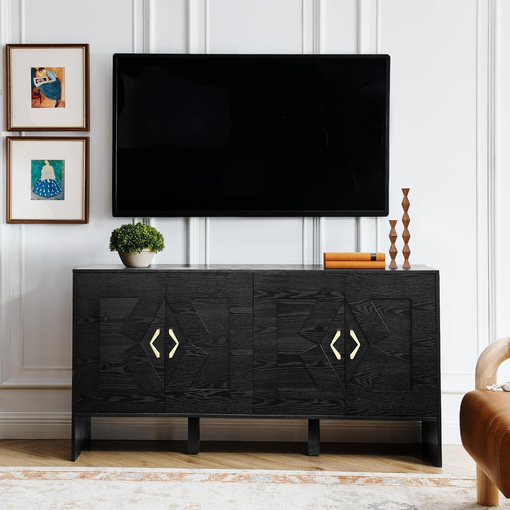 LKTART 60" Black Sideboard Buffet Cabinet,Modern Accent Credenza Storage...
