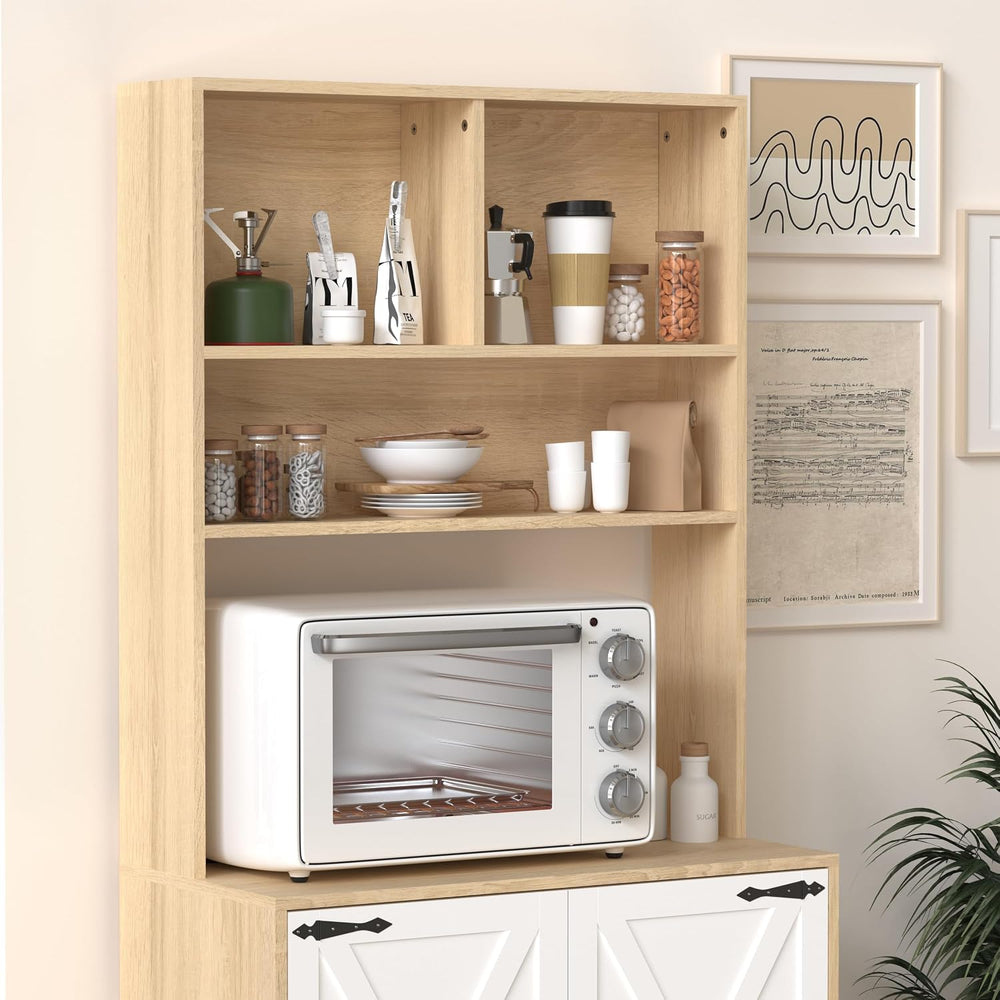 71" Tall Pantry Cabinet, Kitchen Cabinet with Microwave Stand & Stor...