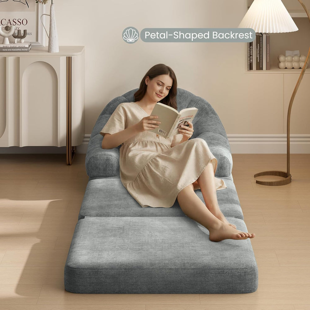 Yaheetech 93" Folding Sofa Bed Convertible Sofa Chenille, Gray