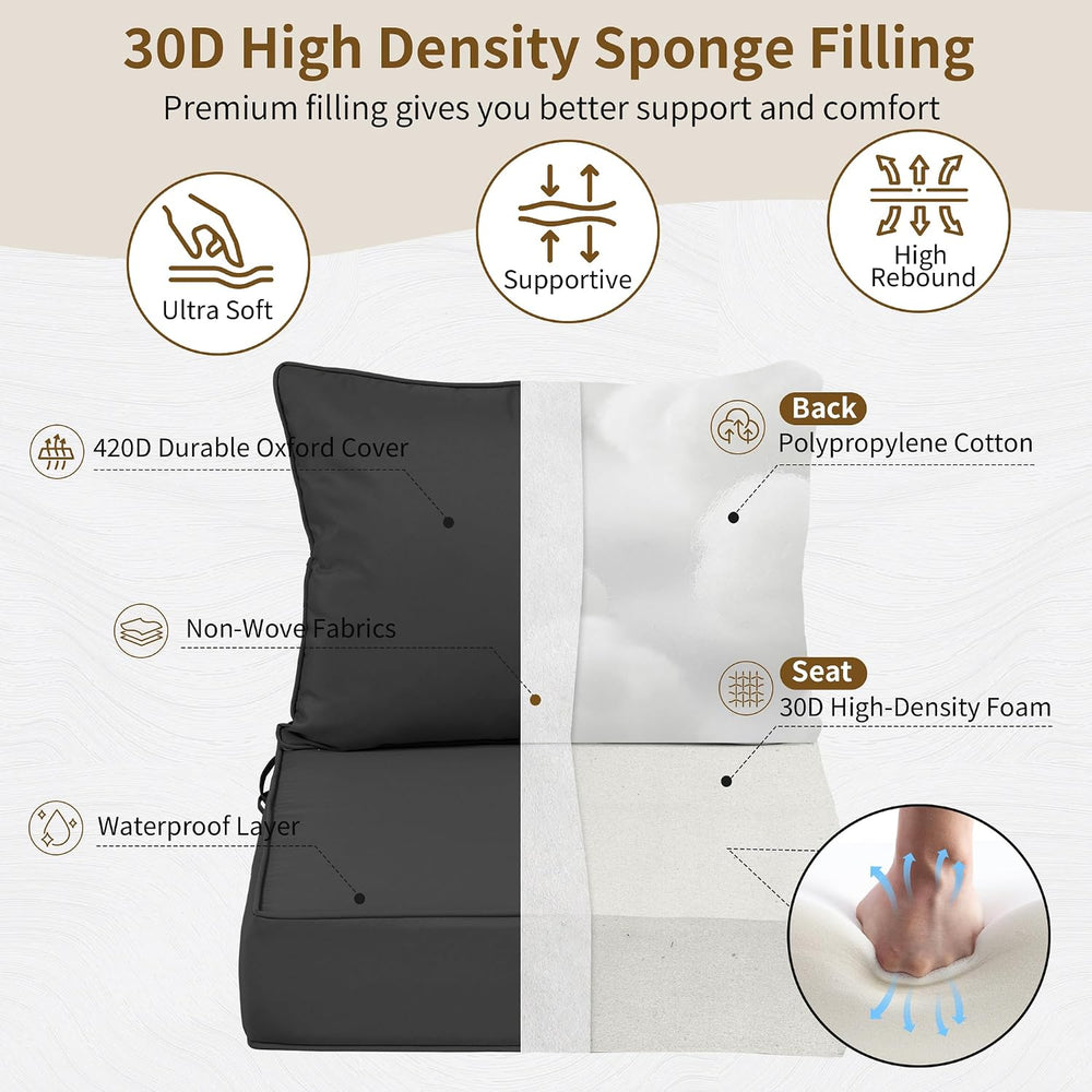 22x22 Outdoor Chair Cushions Set of 4, Waterproof Deep Seat Cushions for Pati...