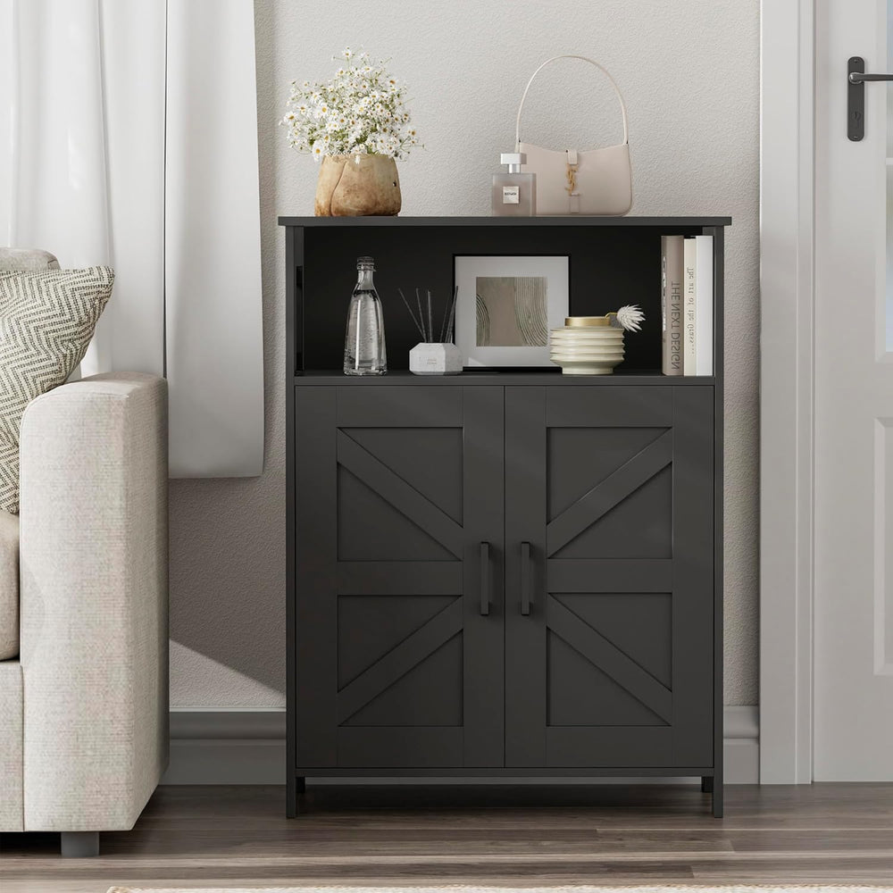 Homhedy Farmhouse Bathroom Storage Cabinet with Doors, Small Floor Cabinet