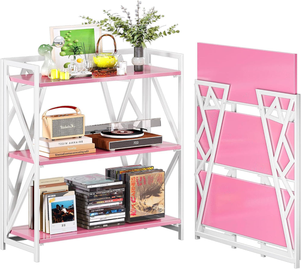 UDD No Assembly Wide Folding Bookshelf, 34" H x 30.9" W, 3 Tier Fol...