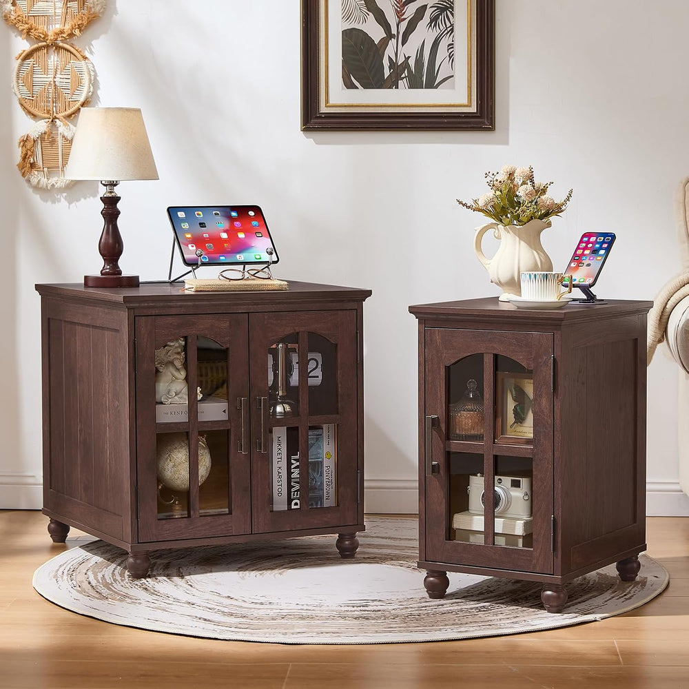 RWYHG End Table Set 2 with Charger, 18'' Nightstand and 24" Side...