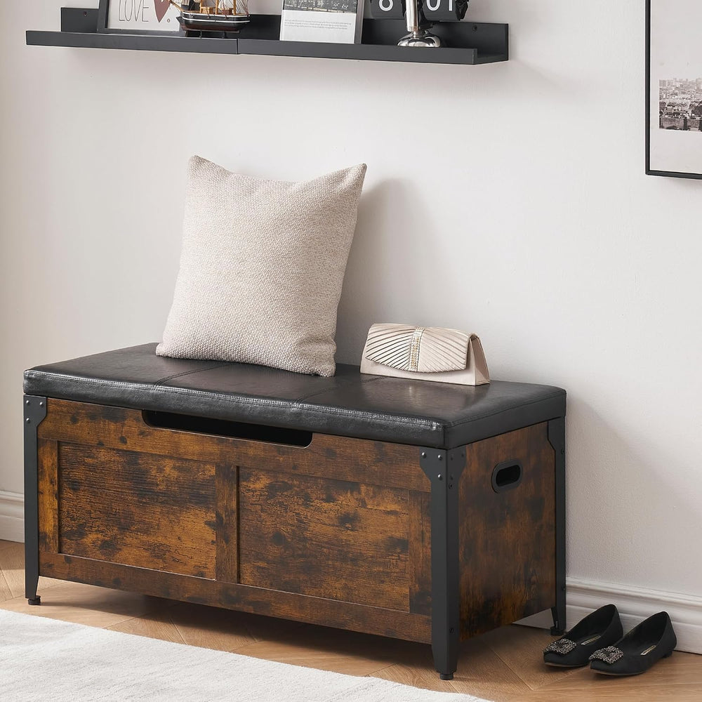 GAOMON 39.4" Storage Chest, Storage Bench with Safety Hinge | Farmhouse ...