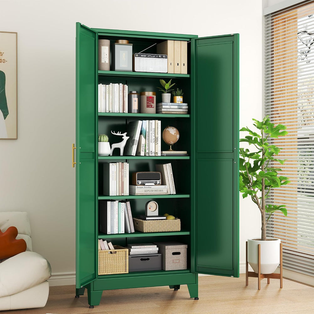 Green Metal Storage Cabinet,75" Steel Cabinets for Home Office | Kitchen...