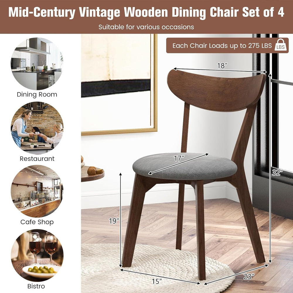 KOTEK Dining Chairs Set of 4, Mid Century Modern Kitchen Chairs with Rubber W...