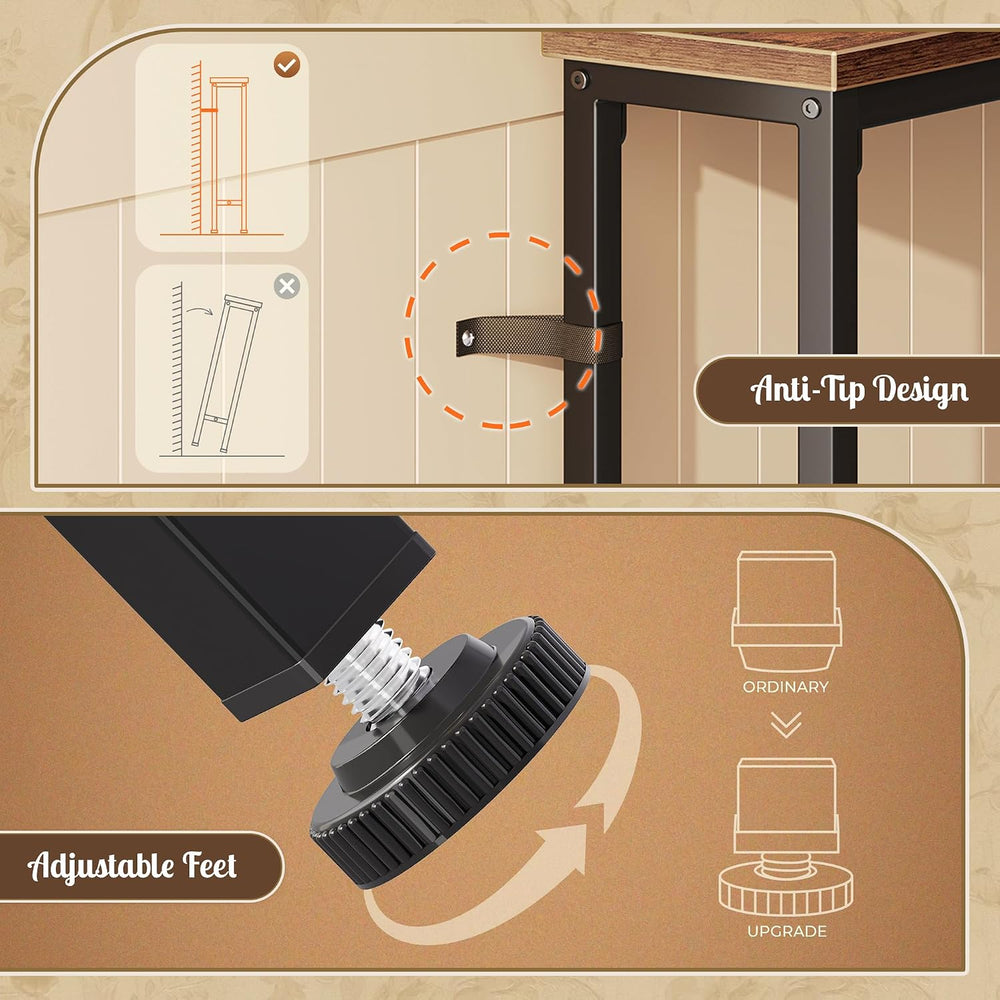Huuger Narrow Sofa Table with 2 Power Outlets, 110.2-133.8 Inch Adjustable Le...