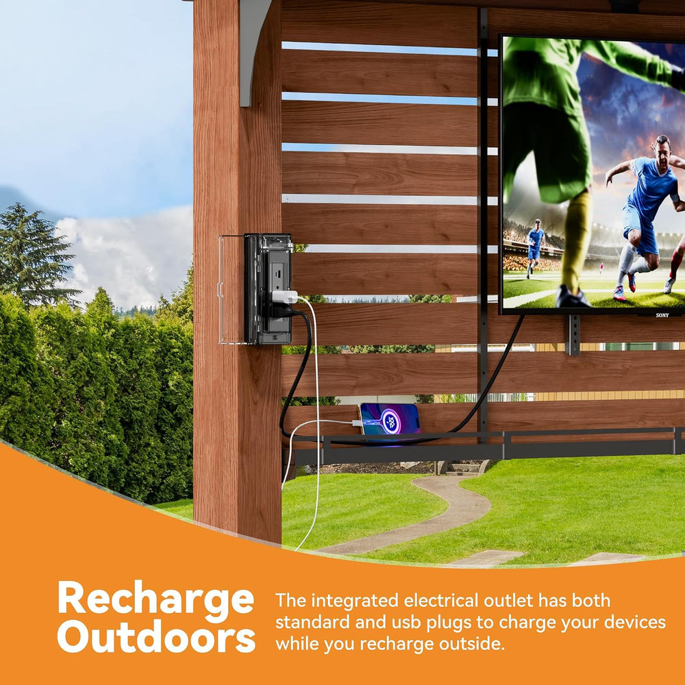 Modern Shade Cedar Outdoor Bar Gazebo with TV Mount, USB Power, 6.5 x 8 ft