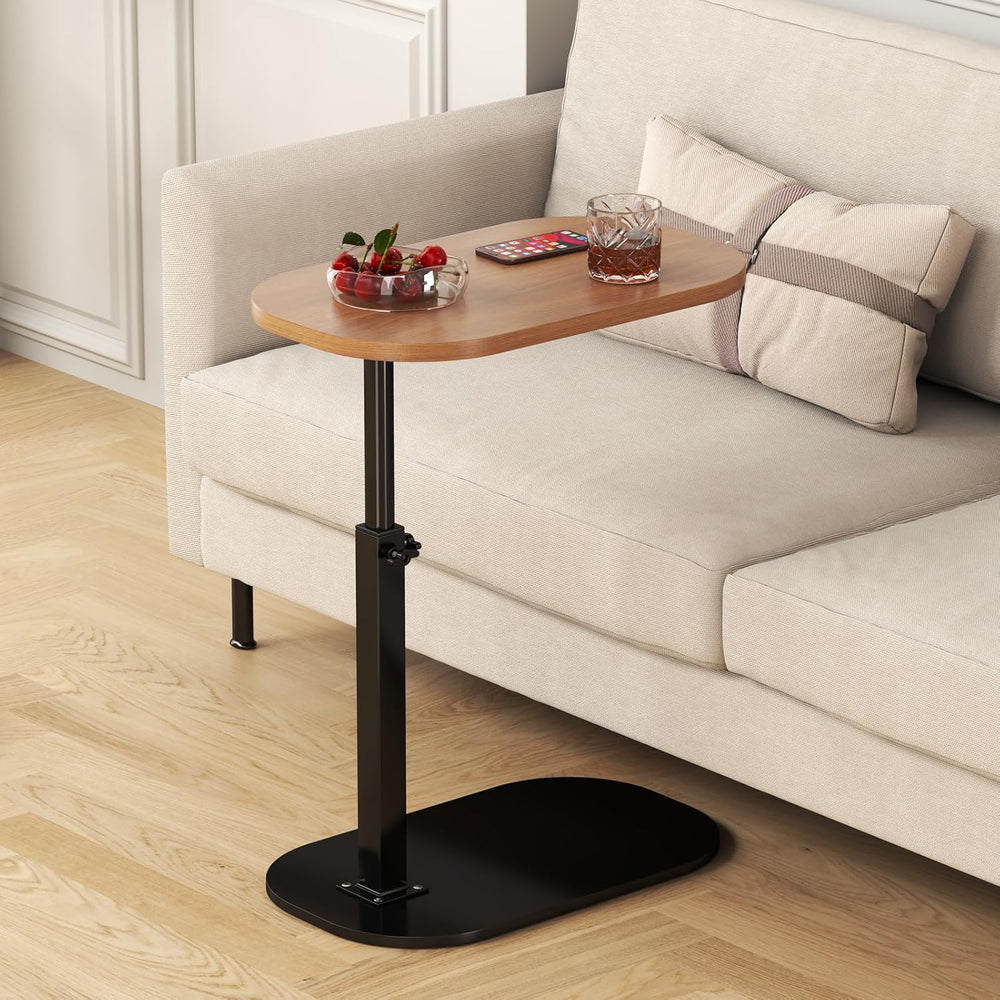 C Shaped Side Table, Adjustable Height C Shaped End Table, 360°Swivel Couch S...