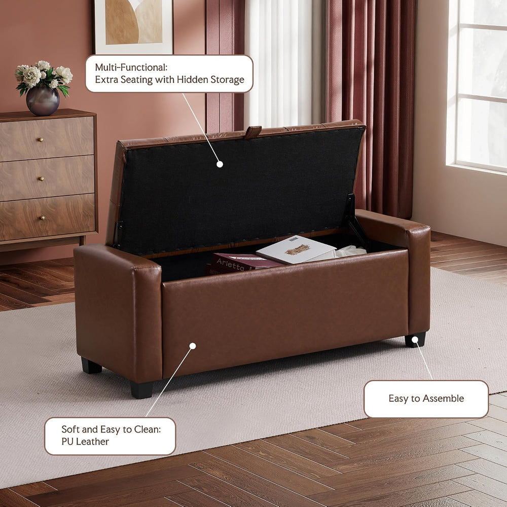 GRAINELL 42.13” Storage Ottoman Bench, Upholstered Tufted Bedroom Bench with ...