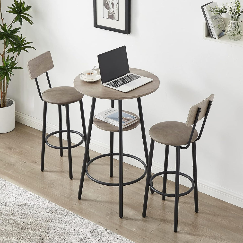 3-Piece Dining Table Set for 2, Small Round Kitchen Table with 2 Chairs, Coun...