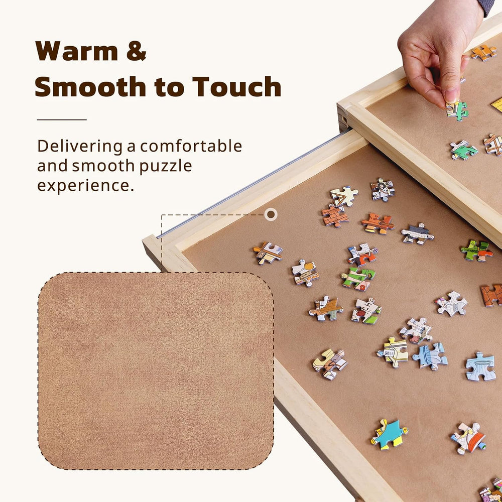 Puzzle Table with Legs & 2 Drawers & 6 Sorting Trays & Cover
