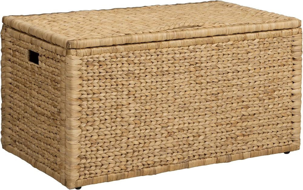 eHemco Water Hyacinth Blanket Storage Trunk, Natural, 36 x 20 x 18.5 | Metal ...