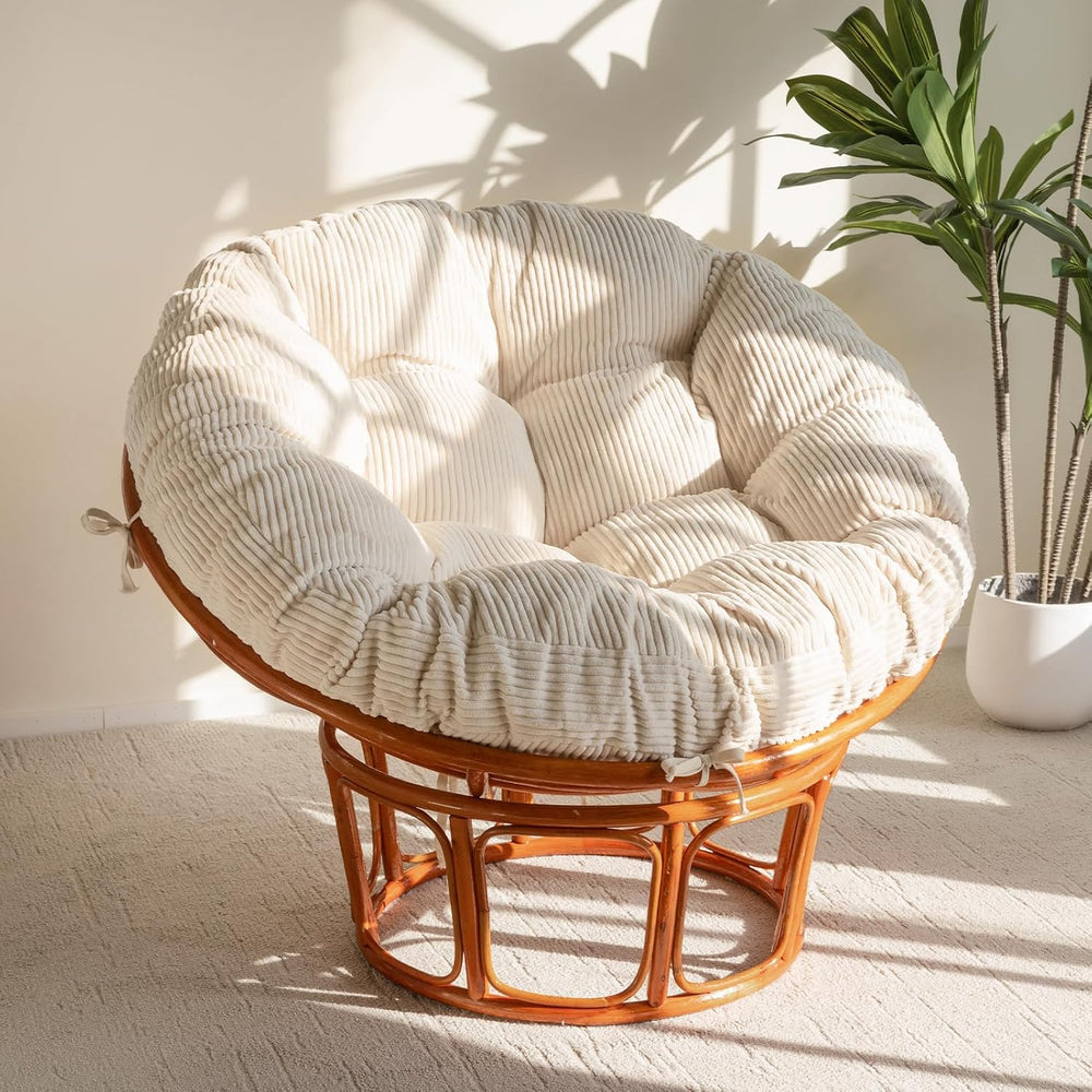 HIGOGOGO Papasan Chair Cushion with Corduroy Cover (Without Chair), 48 x 48 I...