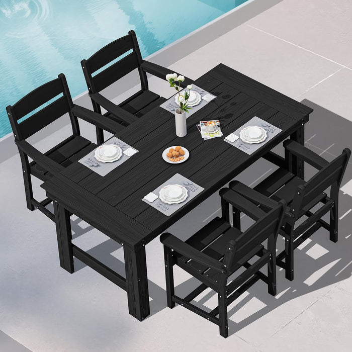 SERWALL HDPE Outdoor Dining Table and Chairs Set for 4