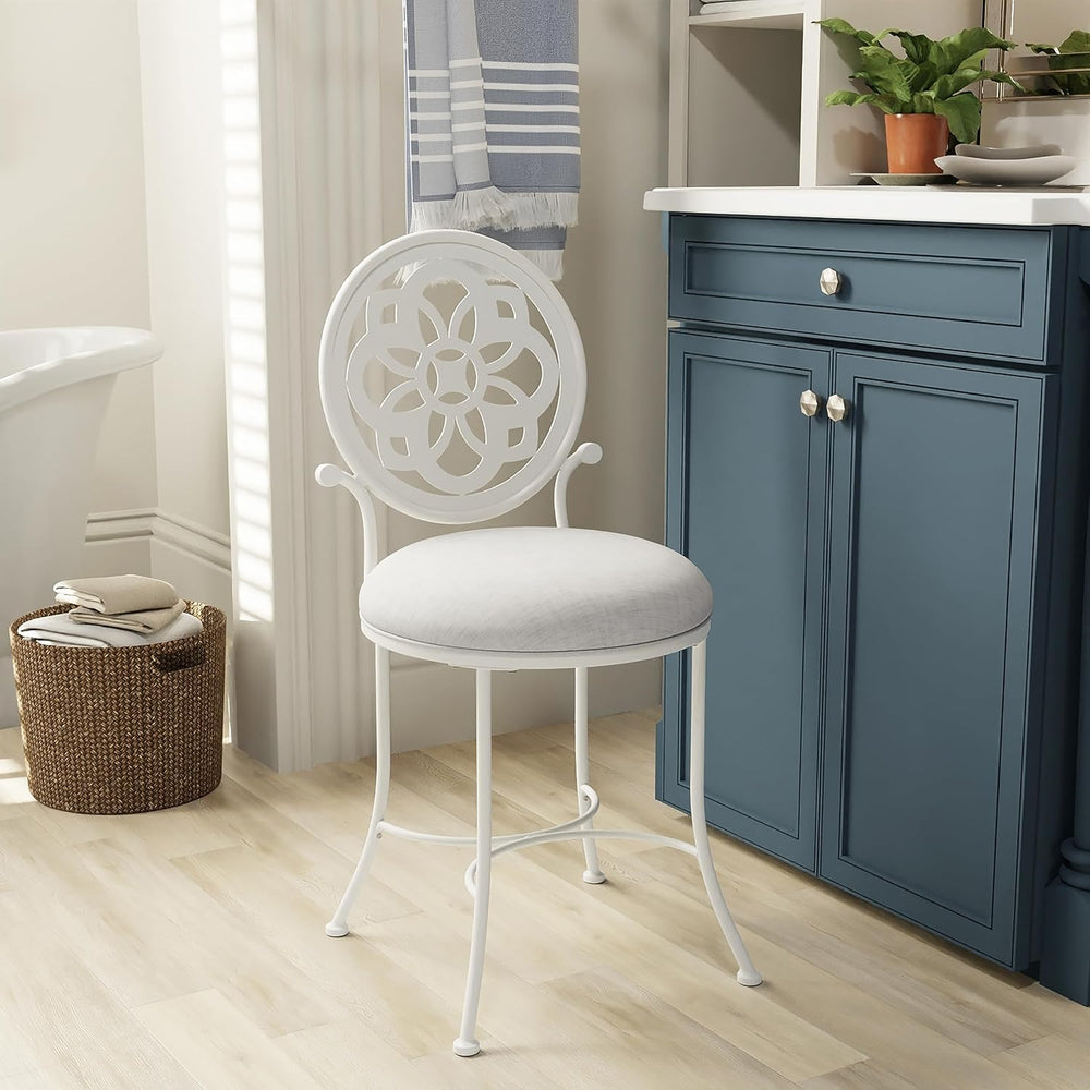 Hillsdale Marsala Metal Vanity Stool with a Circular Geometric Back Design, O...
