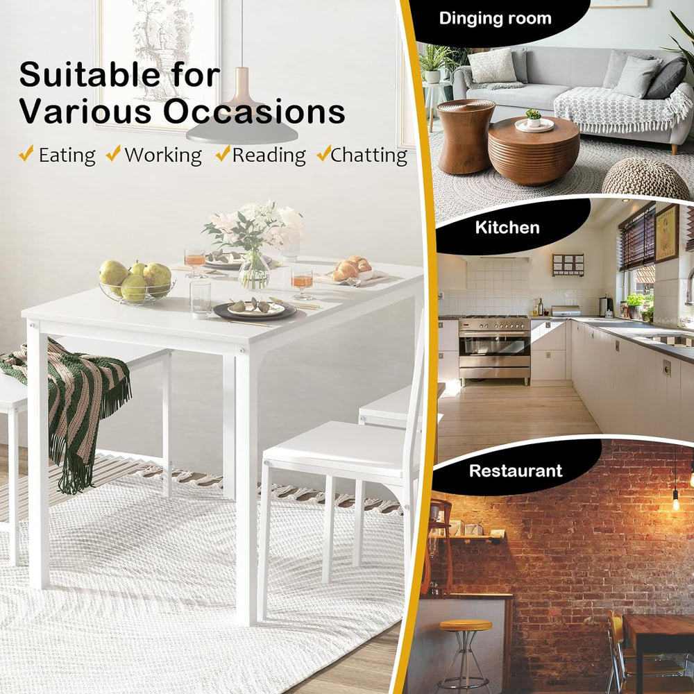 soges 4-Piece Dining Table Set with Bench - 4 Person Kitchen Table and 2 Chai...