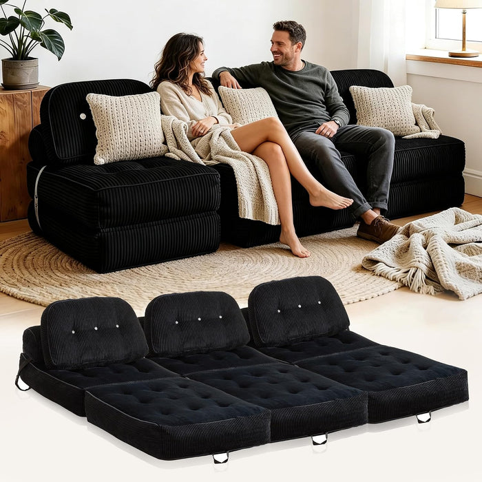 Folding Futon Sleeper Sofa Bed Chair, No Assembly, Black 3