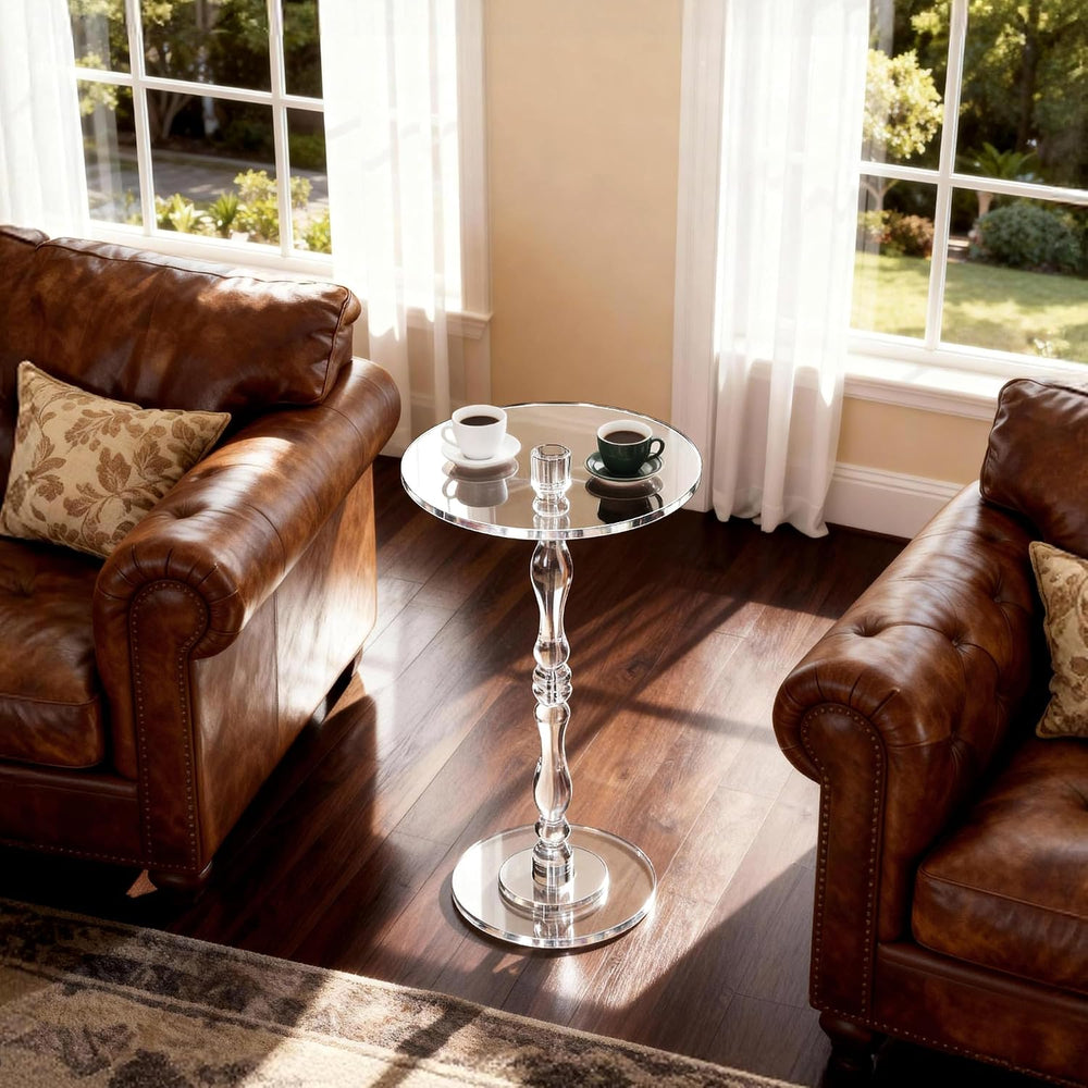 Acrylic Side Table, Classic Roman Column Pedestal End Table for Living Room, ...