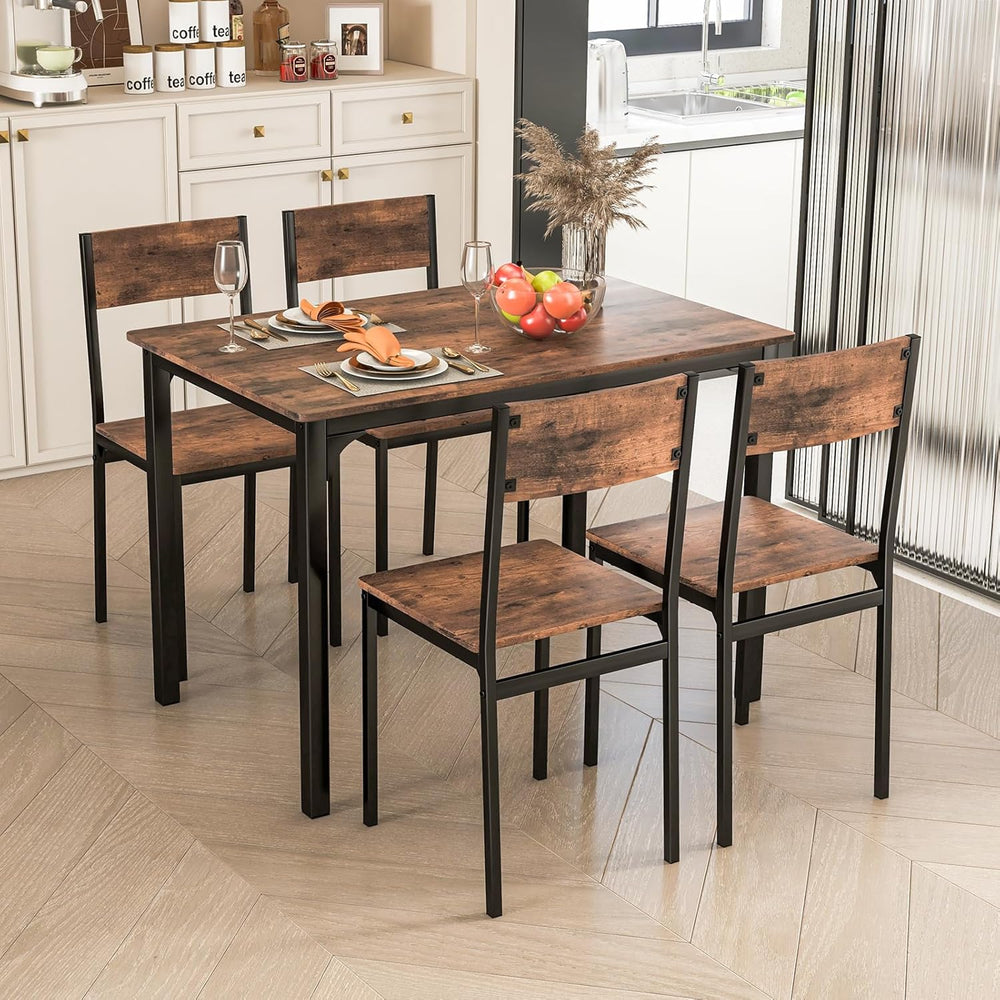 GOFLAME 5-Piece Dining Table Set, Industrial Kitchen Table and Chairs for 4 w...