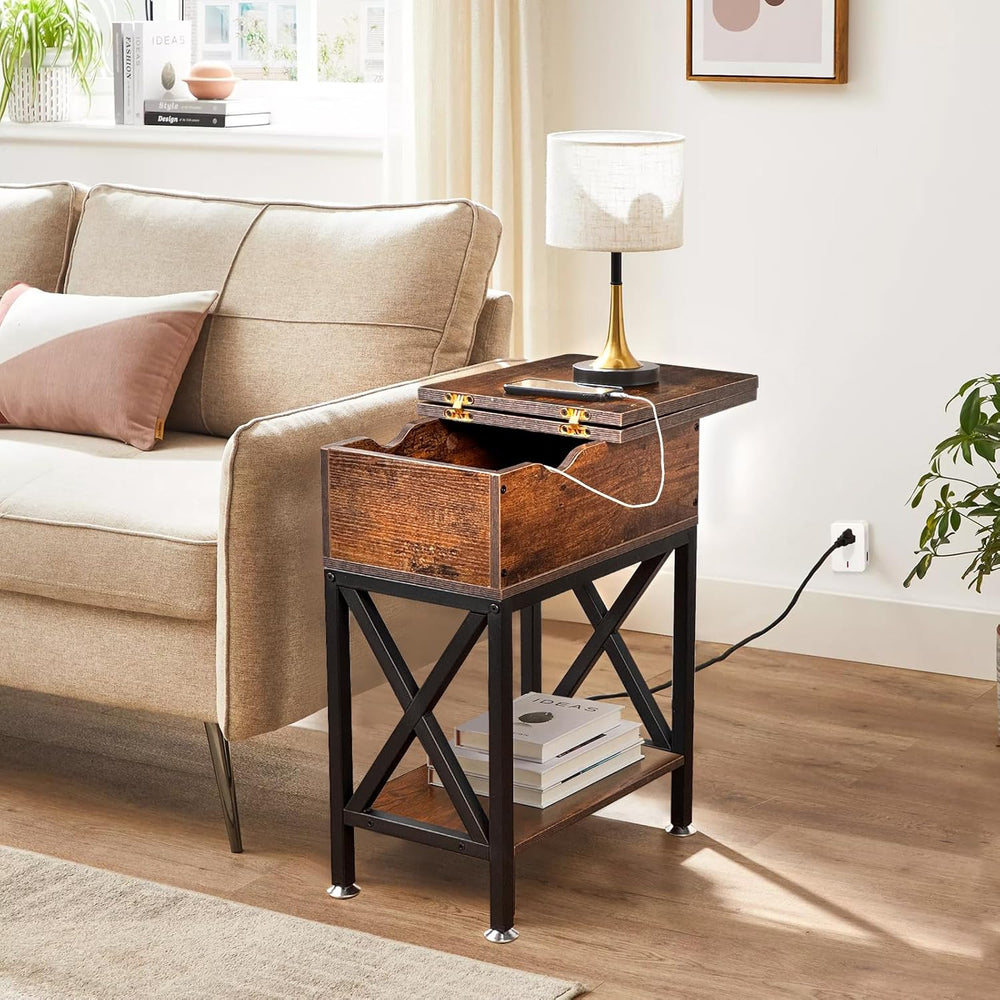 TooCust End Tables Living Room Set of 2, Side Table with Charging Station Fli...
