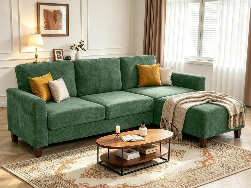 L Shaped Sectional Couch for Living Room, Modular Small Sofa with Ottoman | 9...