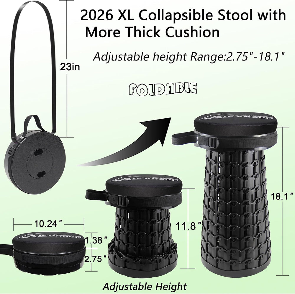 Collapsible Stool with Thick Cushion, H 18.1" D 10.24" Portable Tel...