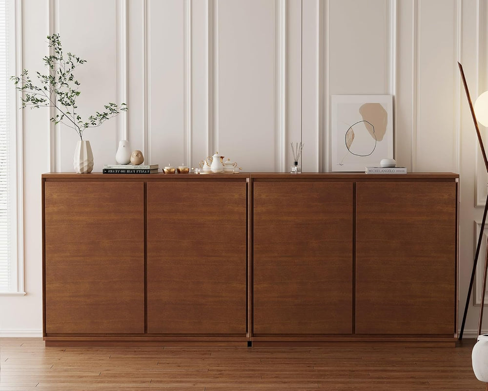 LKTART Mid Century Modern Sideboard Buffet Cabinet,Narrow Walnut Entryway Sto...