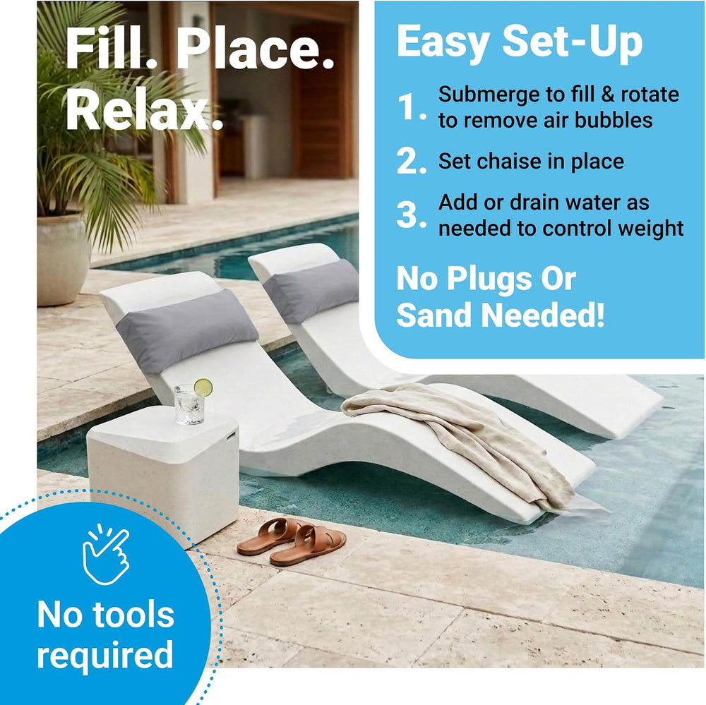 Aqua Outdoors Pool Lounge Chairs, 2 Chaises, Table, 9-in Water Depth | Pool C...