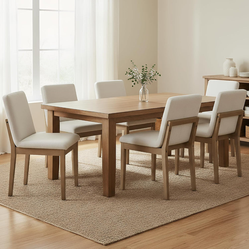 Farmhouse Kitchen Dining Room Chairs Set of 6 with Rectangle Backrest Mid Cen...