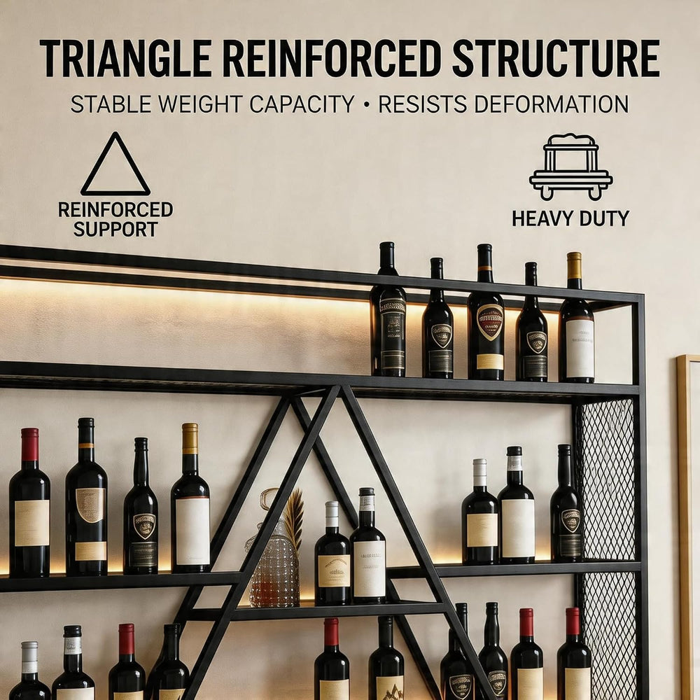 SEIFE Wall Mounted Bar Shelves with LED Lights, 3-Tier Industrial Metal Liquo...