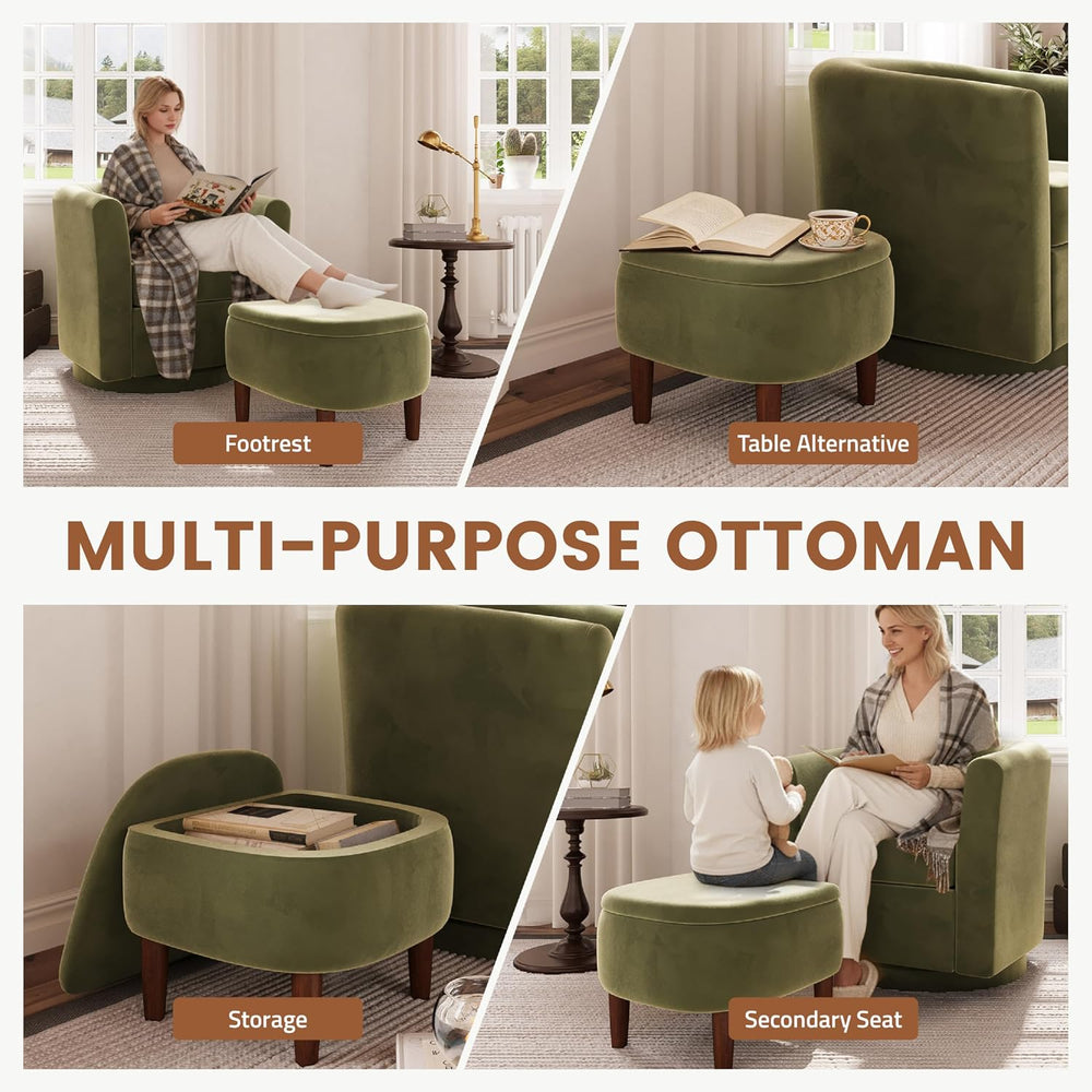 360° Swivel Accent Chair and Storage Ottoman Set of 2