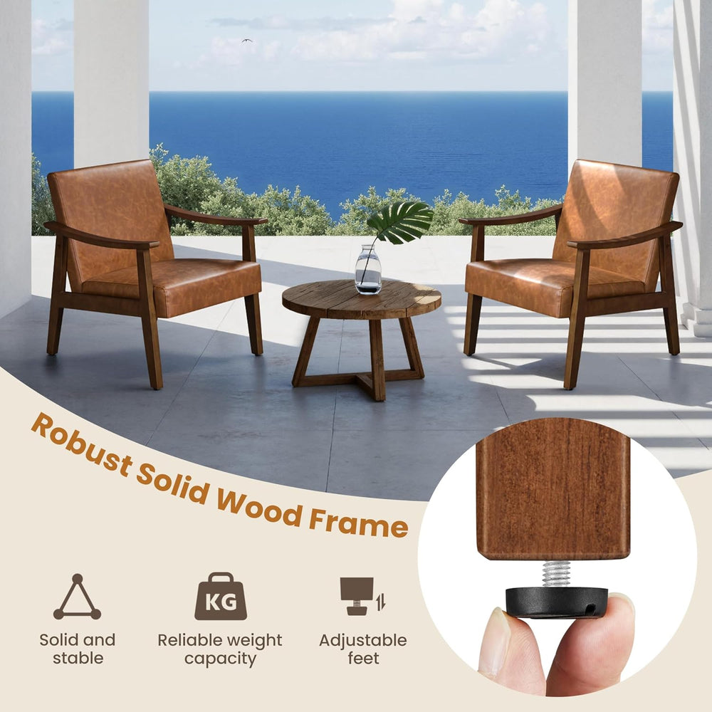 Yaheetech Accent Chair, Mid-Century Armchair with High Back Brown | Faux Leat...