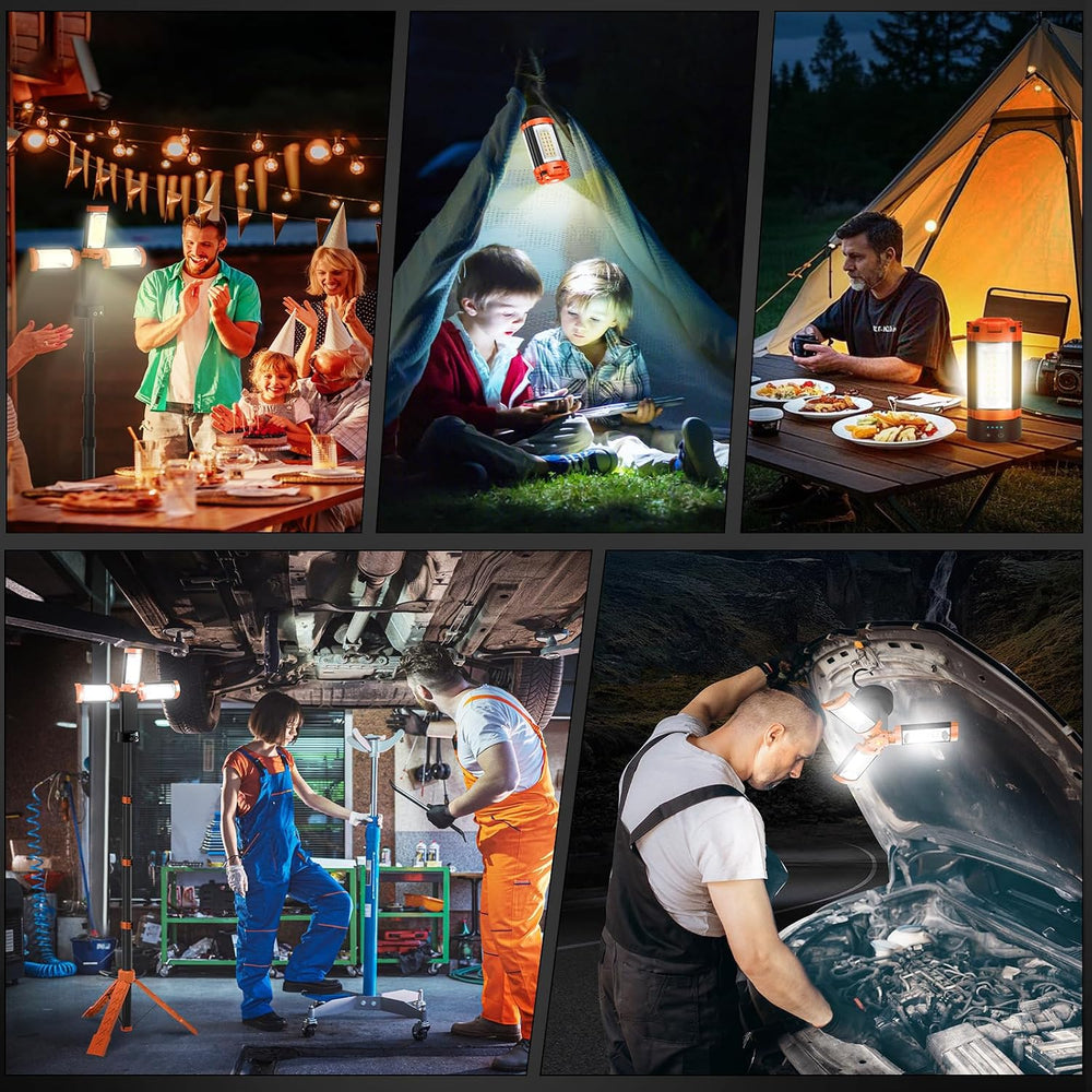 AKOFUN 12000mAh Camping Light with Stand, Portable Rechargeable Work Light