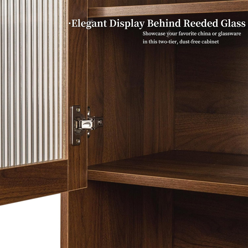 Tall Kitchen Hutch Cabinet with Pull-out Shelves, Storage Drawers, Glass Door...