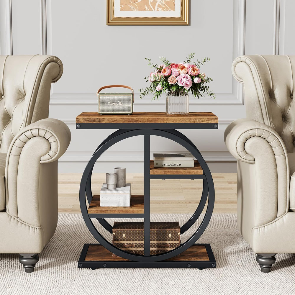 End Tables for Living Room, 4-Tier Narrow Side Table with Storage Space, Wood...