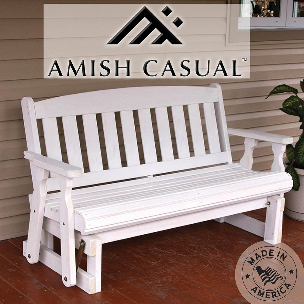 Amish Casual Heavy Duty 800 Lb Mission Pressure Treated Porch Glider (4 Foot,...