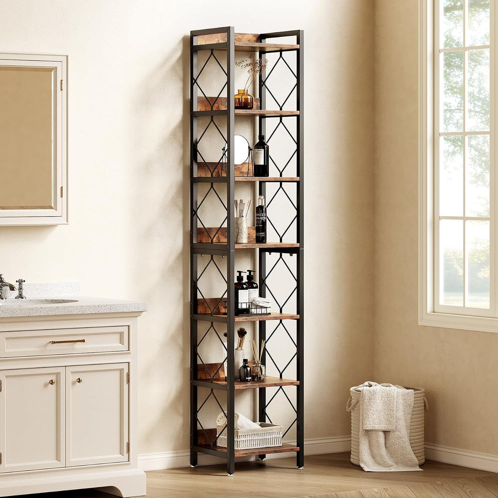 LITTLE TREE Corner Book Shelf, 78.7" Tall Narrow Bookcase, 7-Tier Skinny...