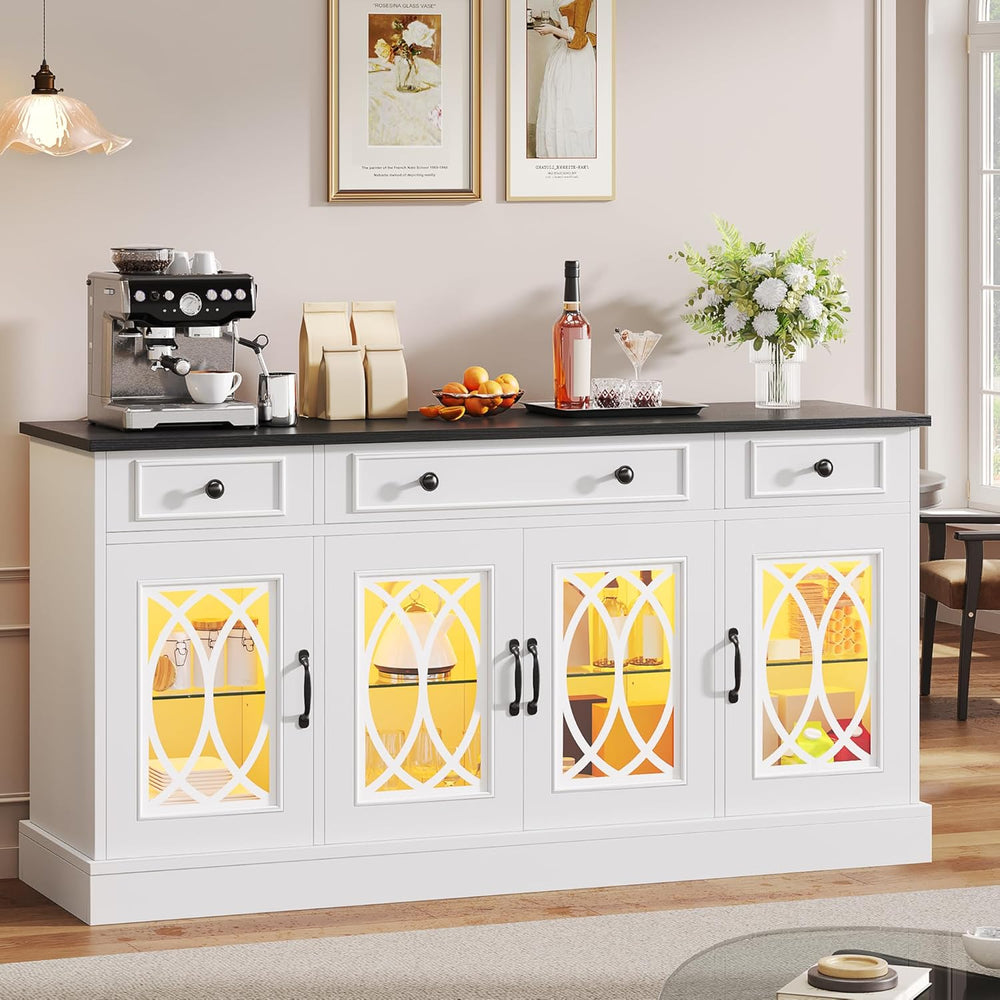 YITAHOME Sideboard Buffet Cabinet with Storage, 65" Buffet Table with 4 ...