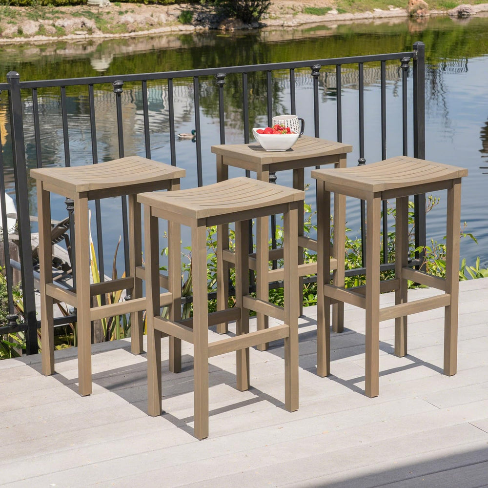 Christopher Knight Home Caribbean Outdoor 30" Acacia Wood Barstools, 4-P...