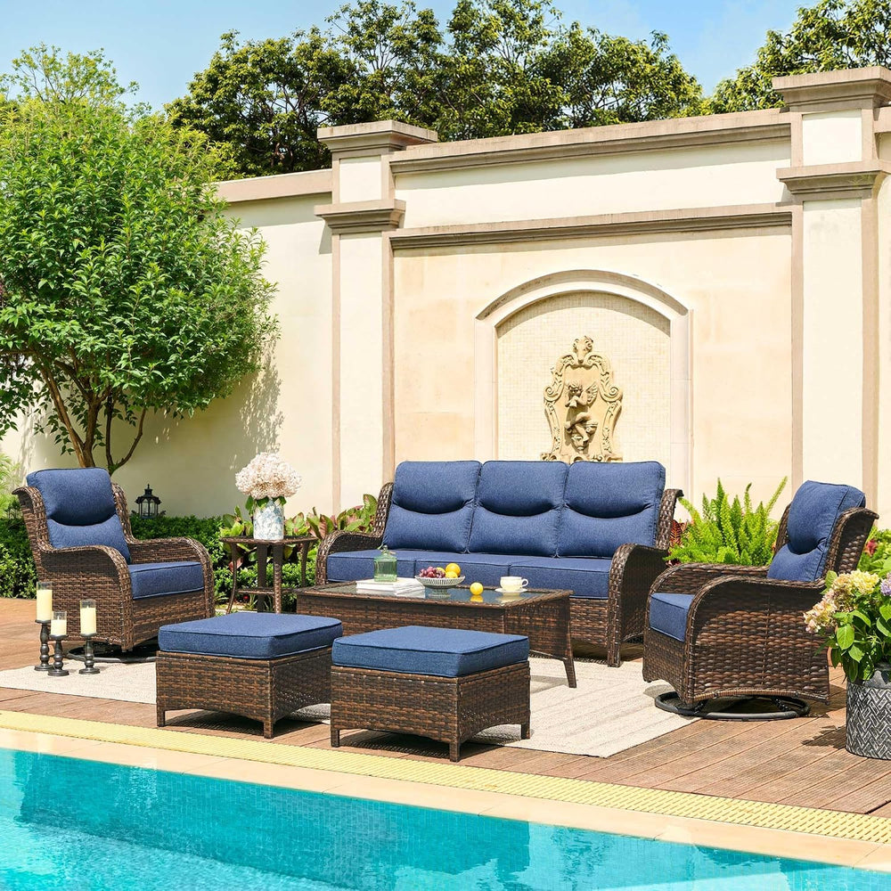 HILLGA Luxury Outdoor Patio Furniture Set with 6-Inch Thick Cushions