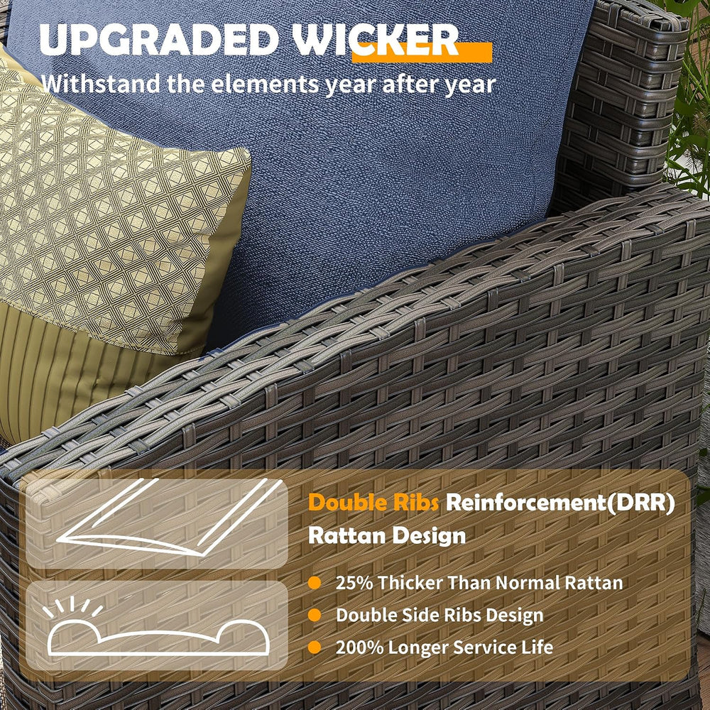 UDPATIO Patio Furniture Set with Swivel Rocking Chair, 6 Pcs Outdoor Couch