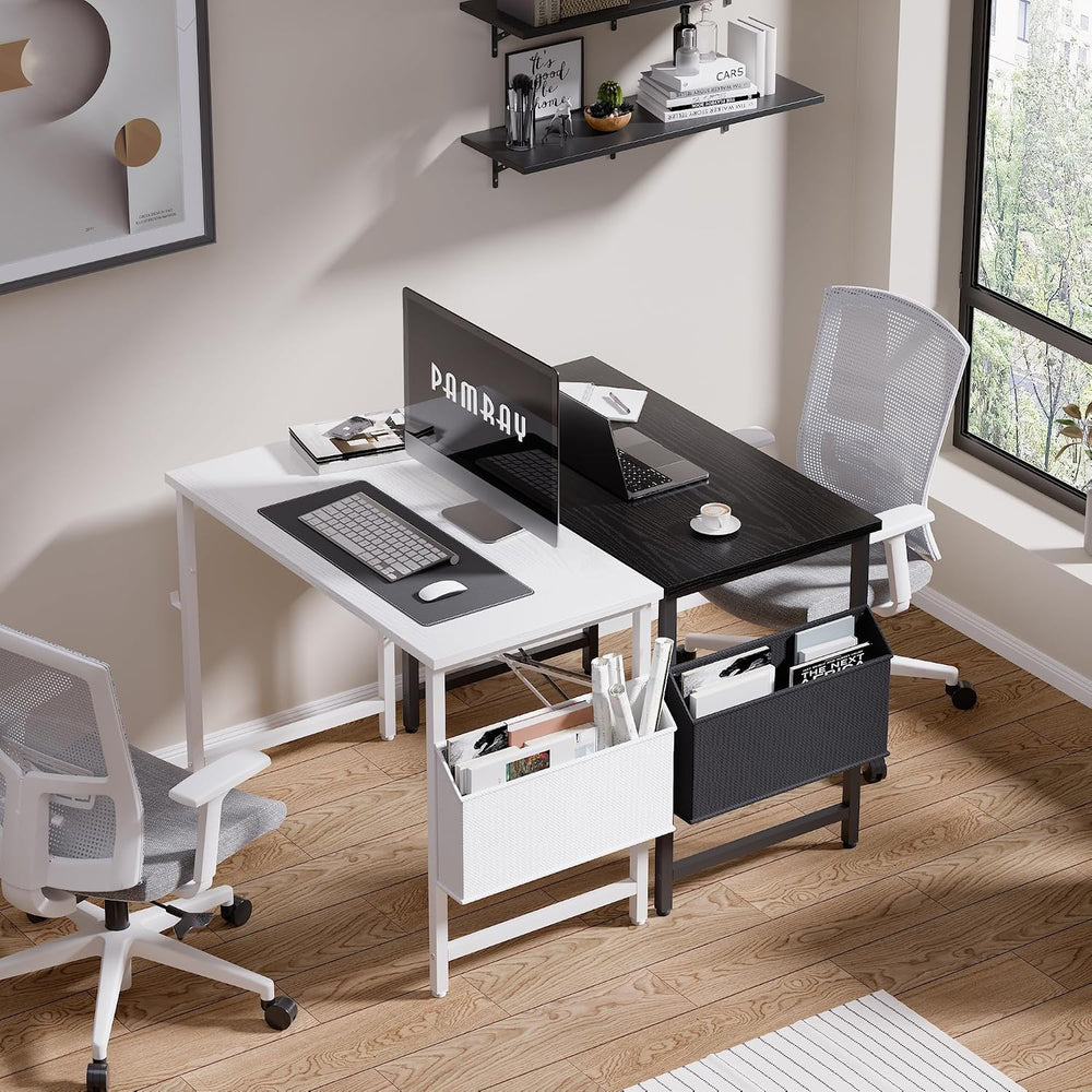 Pamray 32 Inch Computer Desk Small Spaces Desk with Storage Bag for Bedroom W...