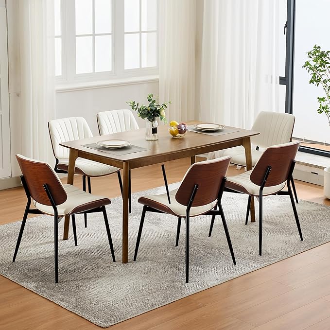 Garvee Dining Chairs Set of 2, Mid-Century Modern Upholstered Retro PU Leathe...