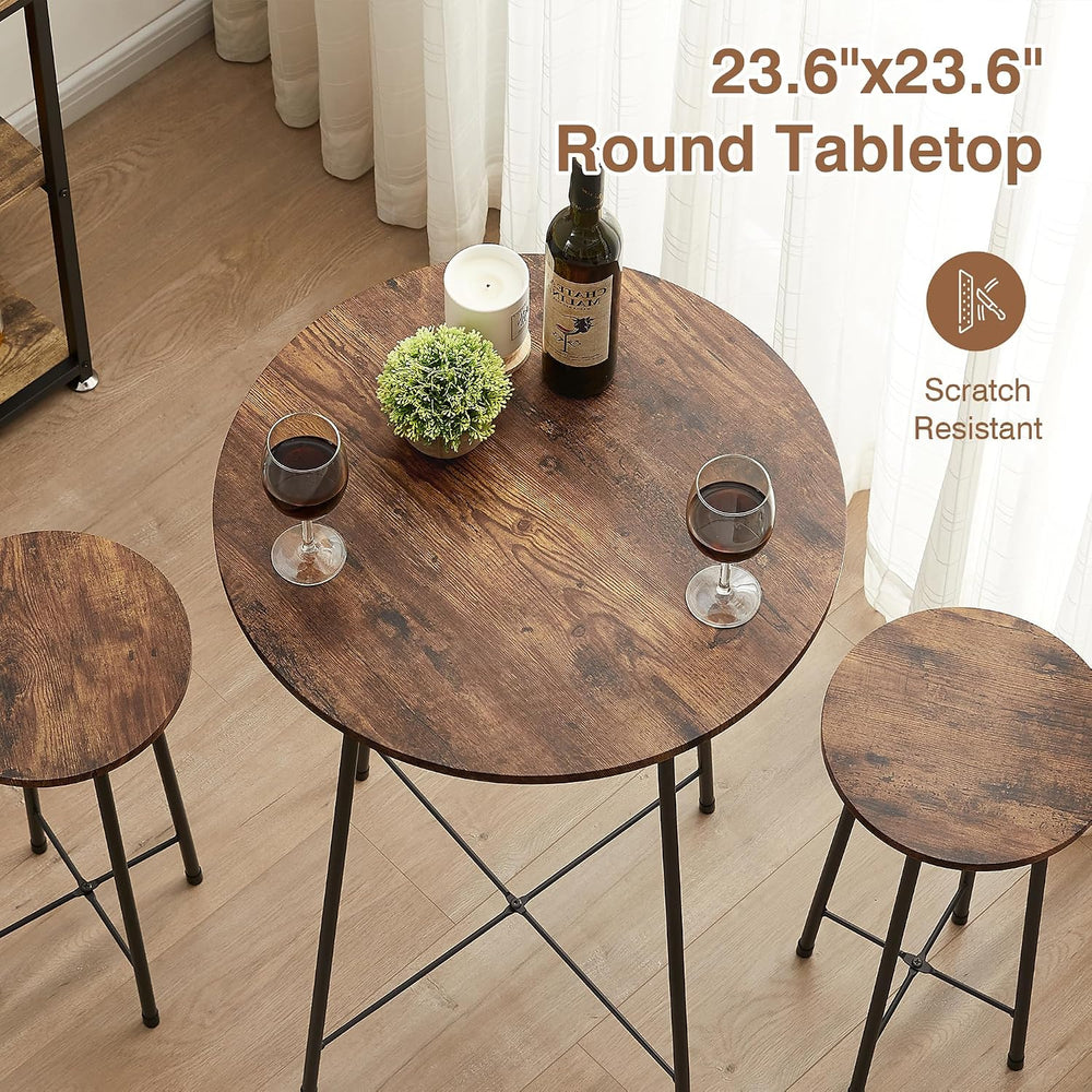 VECELO 3 Piece Pub Table and Chairs Sets Counter Height Bistro Bar Sets with ...