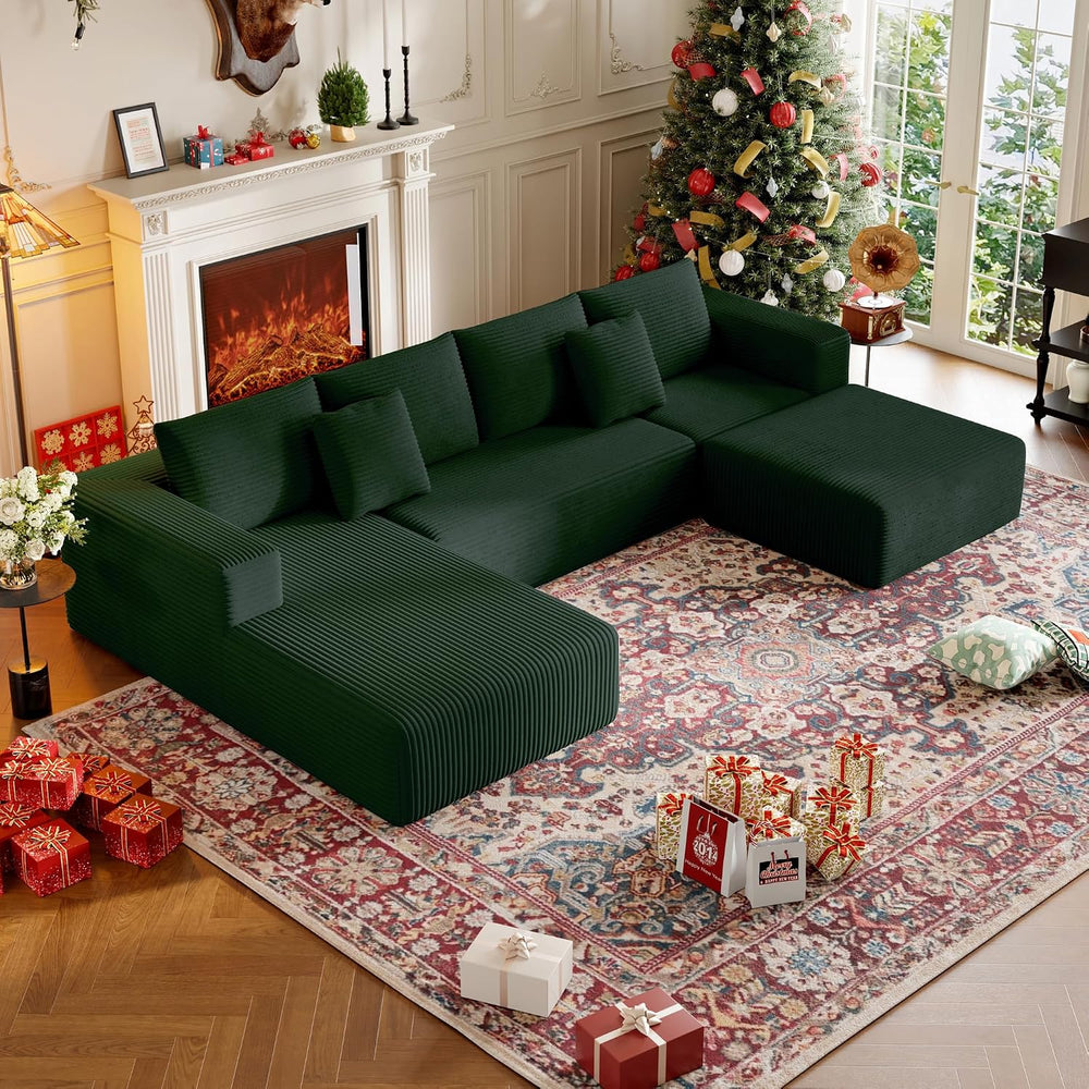 CHORRO134.6''Sectional Couch for Livingroom,Modular Corduroy Cloud Co...